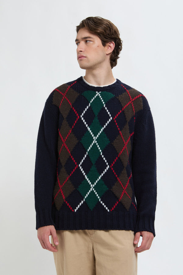 Maglione girocollo con motivo a losanghe
