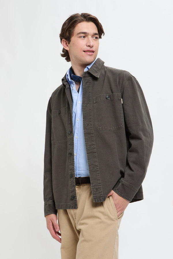 Overshirt aus Canvas im Stück gefärbt